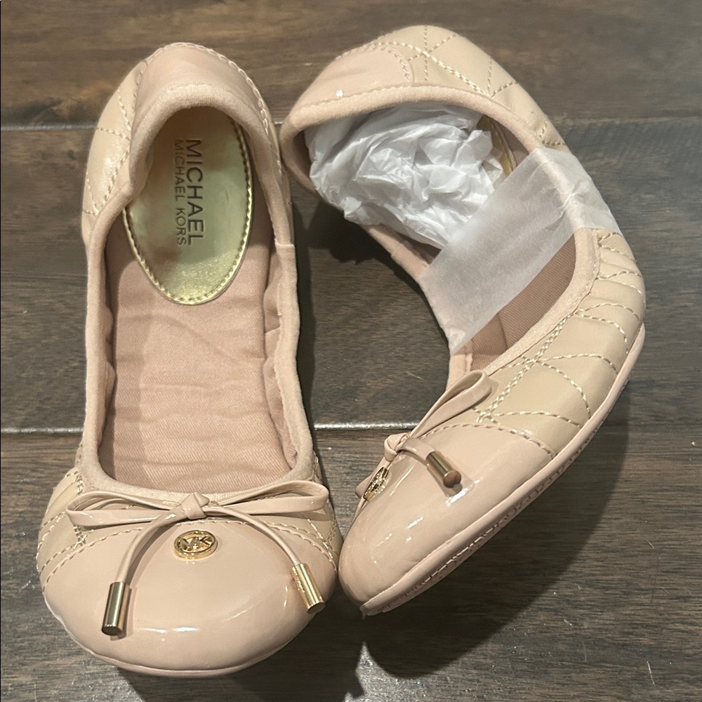 Michael Kors Women's Nude Quilted Foldable Ballerina Flats